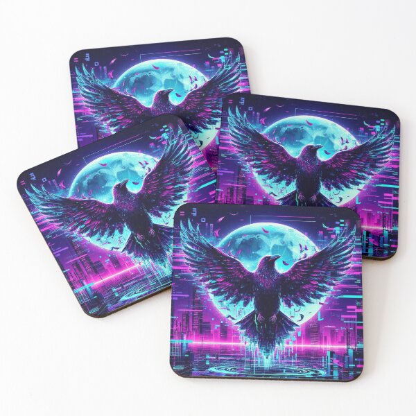 Item preview, Digital Eclipse Raven – Neon Cyberpunk Spirit Bird designed and sold by DreamArt Creations.
