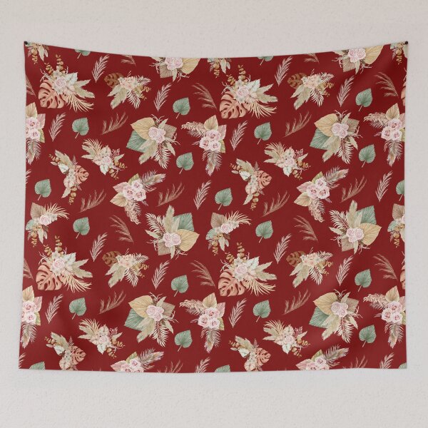 Item preview, Pampas Grass & Flowers on Red designed and sold by KSimpson838.