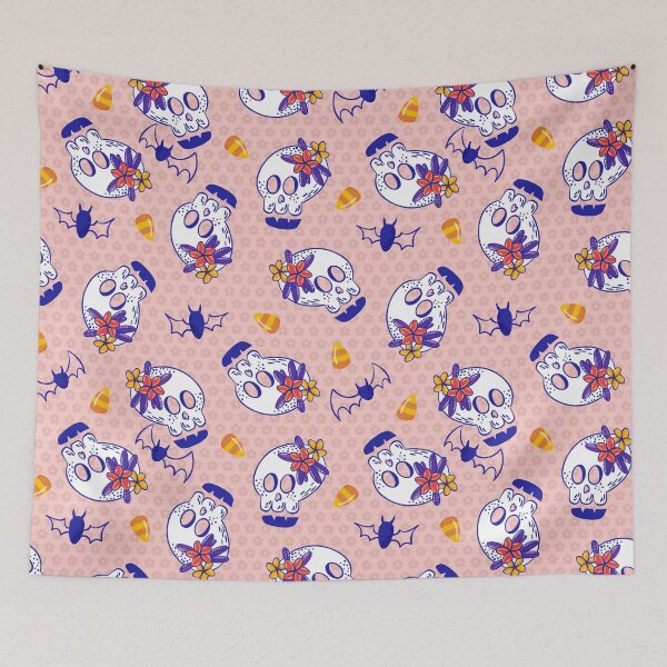 Item preview, Floral Bunch on Head Skulls and Bats Pattern designed and sold by Farissa Designs.