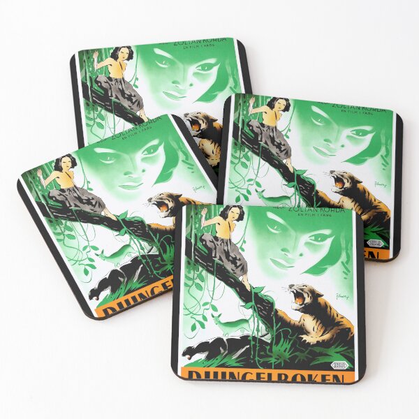 Item preview, Vintage Jungle Book Movie Poster | Mid-20th Century Film Art | Mowgli & Shere Khan Adventure | Bold Green Orange Design designed and sold by artofuniverse.