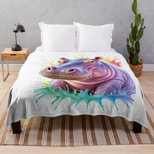 Item preview, Playful, energetic, Vibrant Hippo Colour Splash/Safari Wildlife Art designed and sold by BhavnaGamiArts.
