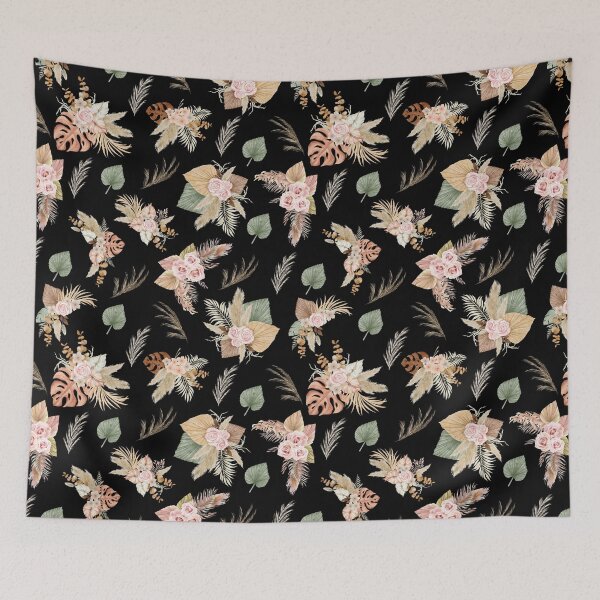 Item preview, Pampas Grass & Flowers on Black designed and sold by KSimpson838.