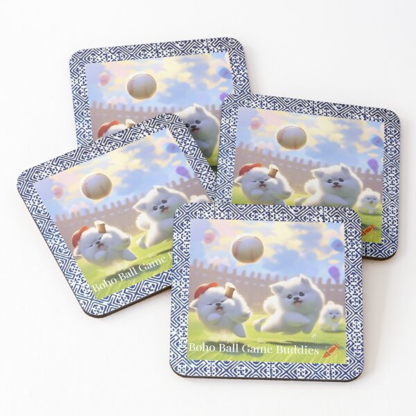 Item preview, Boho Ball Game Buddies – Dogs Playing Baseball with Tribal Pattern designed and sold by PimTribe.