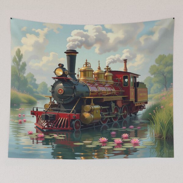 Item preview, SteamDreams in MonetMood – Vintage Train meets Waterlily Fantasy & NatureGlow designed and sold by FotoworldEdel.
