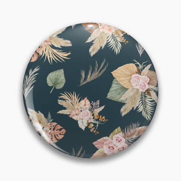 Item preview, Pampas Grass & Flowers on Dark Teal designed and sold by KSimpson838.