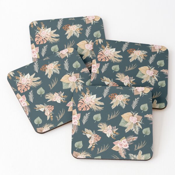 Item preview, Pampas Grass & Flowers on Dark Teal designed and sold by KSimpson838.