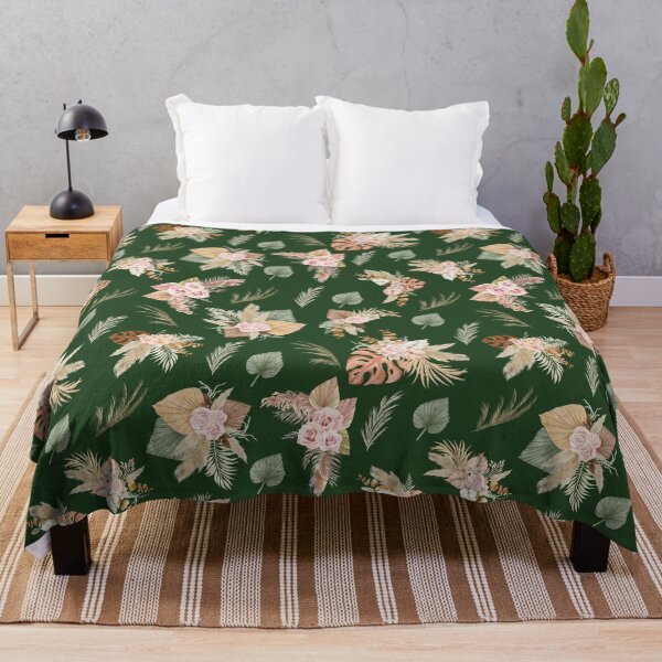 Item preview, Pampas Grass & Flowers on Dark Green designed and sold by KSimpson838.