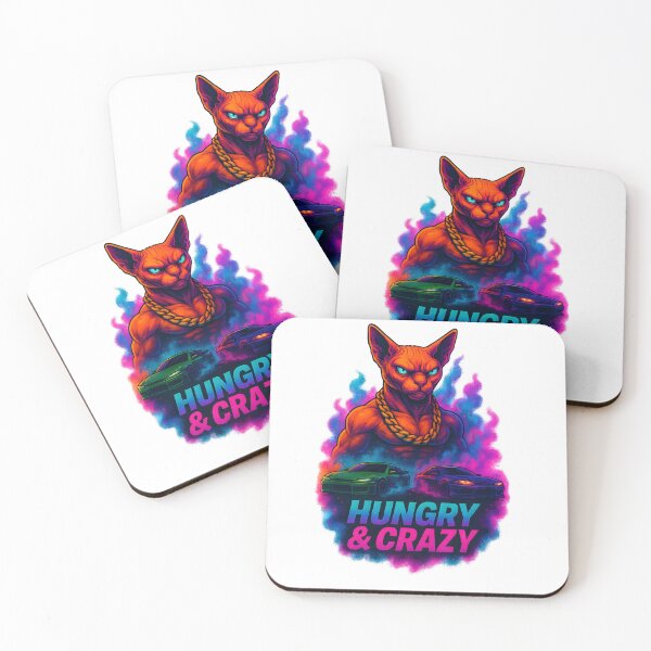 Item preview, Hungry & Crazy – Neon Cyberpunk Sphynx Cat Illustration designed and sold by WinkWild.