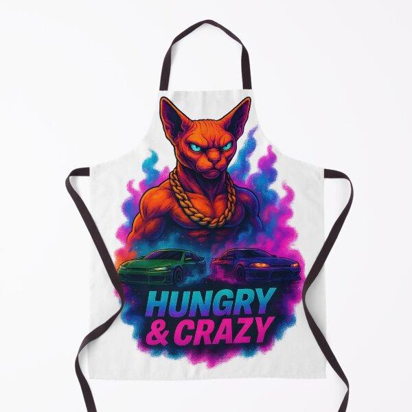 Item preview, Hungry & Crazy – Neon Cyberpunk Sphynx Cat Illustration designed and sold by WinkWild.