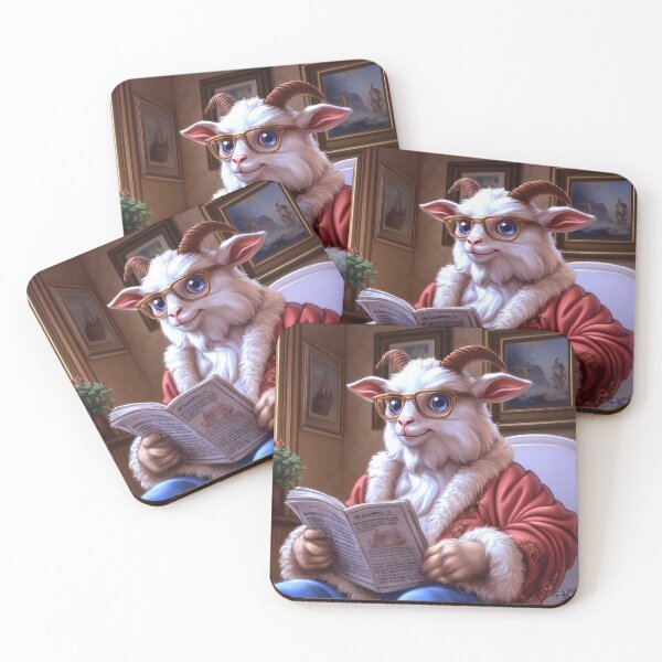Item preview, Goat In Robe Reading Luxurious Bathroom Art designed and sold by ManuelOpito.