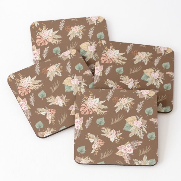 Item preview, Pampas Grass & Flowers on Coffee Brown designed and sold by KSimpson838.