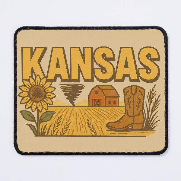Item preview, Kansas Typography Sunflower Wheat Prairie Culture Design designed and sold by NovaMoodCo.
