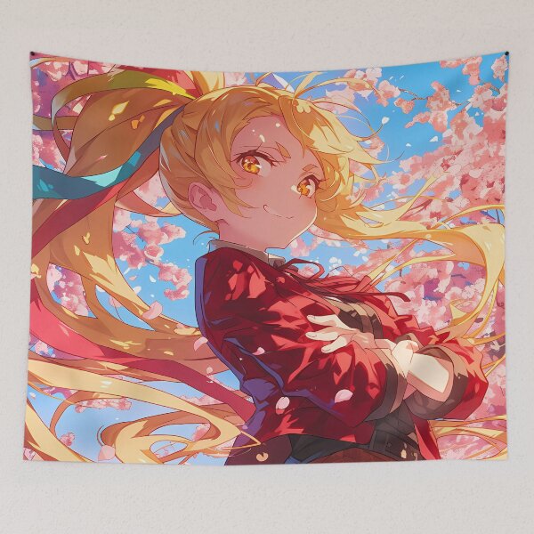 Item preview, Saki Nikaido Zombieland Saga Anime Girl Red Umbrella Cherry Sky  designed and sold by ManuelOpito.