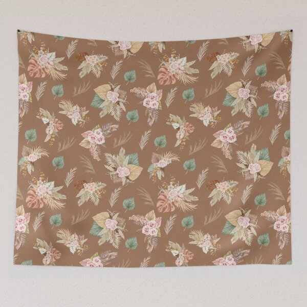 Item preview, Pampas Grass & Flowers on Brown designed and sold by KSimpson838.