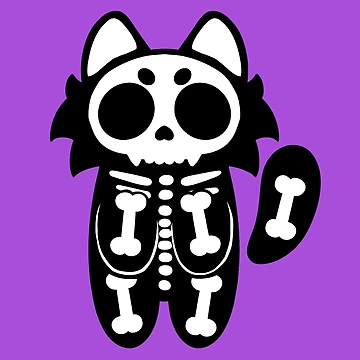 Artwork thumbnail, Skeleton Cat Standing 2 Paws by Lys-Arts