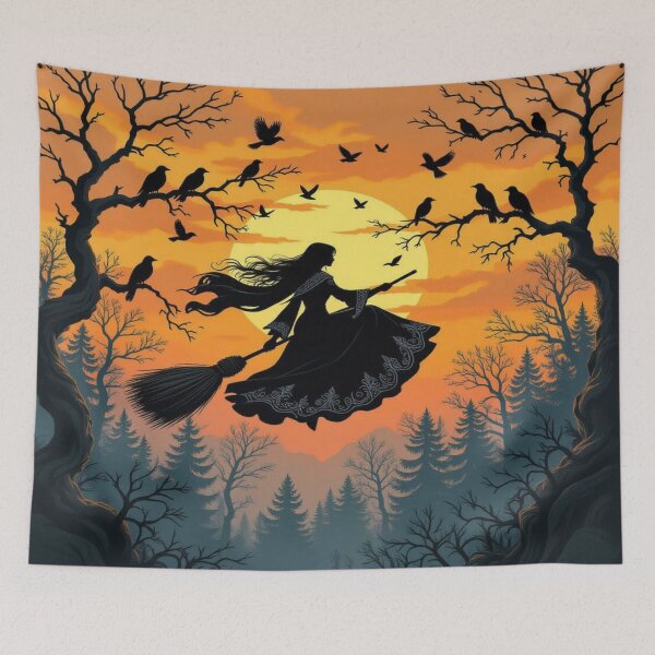 Item preview, WitchFlight Sunset – Mystic Forest Vibes with RavenGlow & MagicSilhouette designed and sold by FotoworldEdel.