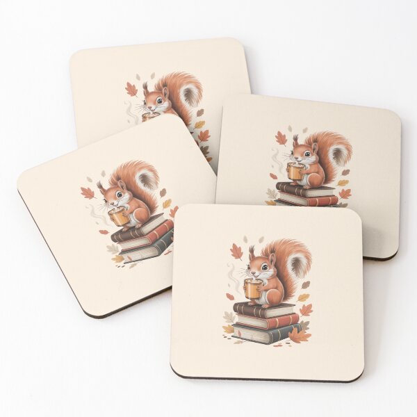Item preview, Cozy Fall Squirrel Books, Leaves & Lattes Design designed and sold by FirsttMeUp.