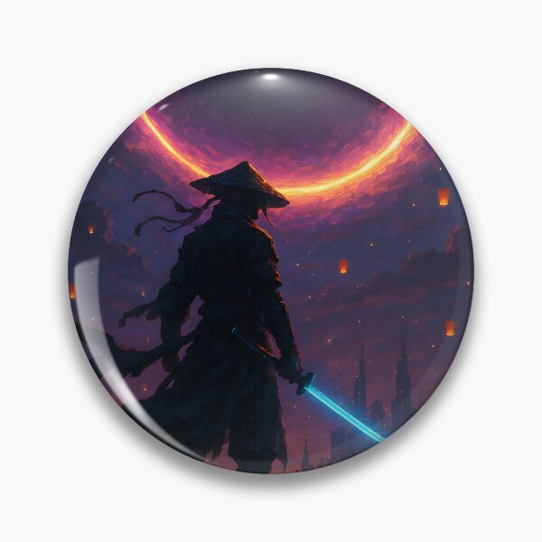 Item preview, Celestial Samurai – Neon Eclipse | Cyberpunk Fantasy Art designed and sold by Nova-Canvas.