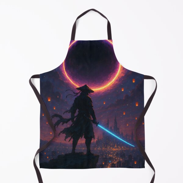Item preview, Celestial Samurai – Neon Eclipse | Cyberpunk Fantasy Art designed and sold by Nova-Canvas.