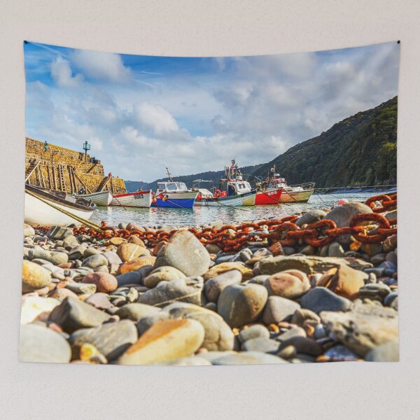 Item preview, Clovelly, Devon, Colorful Boats in Tranquil Harbor designed and sold by Paul Thompson Photography.