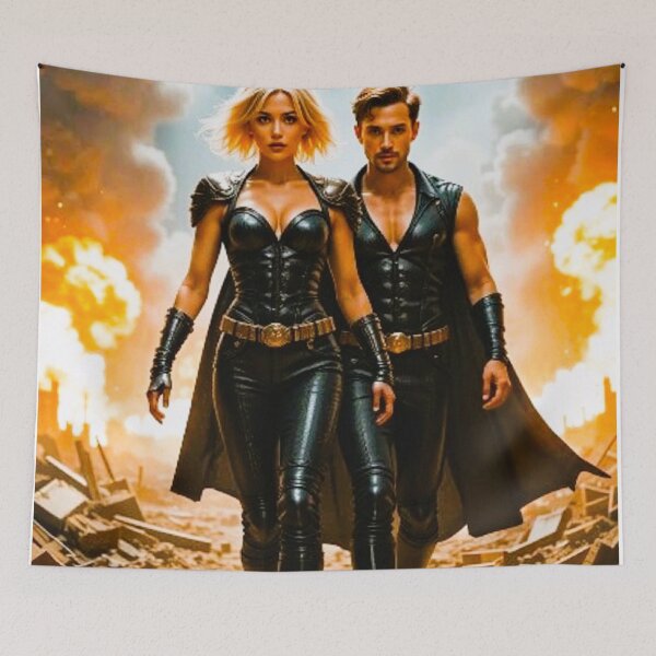 Item preview, Cyberpunk Warriors in Futuristic Cityscape  designed and sold by SoulArtSara.