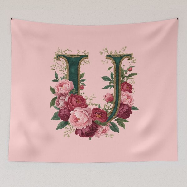 Item preview, Elegant Floral Monogram Letter U – Botanical Peony & Rose Initial Art | Personalized Gift, Feminine Nature Design designed and sold by AmenAlways.
