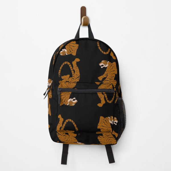 Item preview, Lion print on black background, repeating jungle themed animal print pattern textile designed and sold by DanBosDesigns.