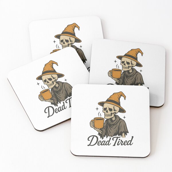 Item preview, Dead Tired Skeleton Halloween, Spooky Coffee Lover, Funny Witch Skeleton designed and sold by OnaraDesign.