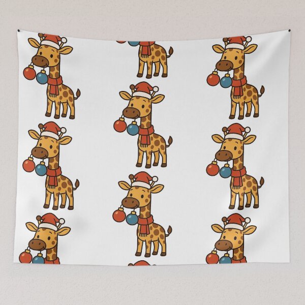 Item preview, Giraffe Holding Christmas Ornaments – Festive Tall Animal designed and sold by Confuzz1ed.