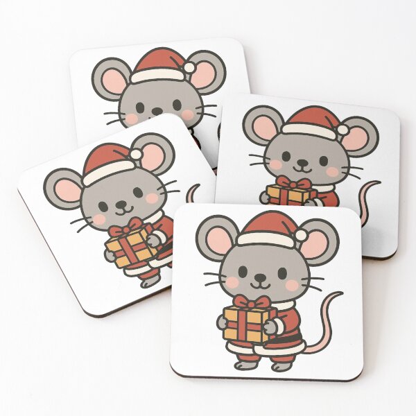 Item preview, Mouse in Santa Suit with Gift – Festive Holiday Rodent designed and sold by Confuzz1ed.