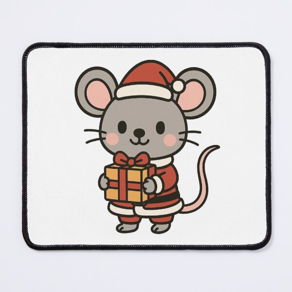 Item preview, Mouse in Santa Suit with Gift – Festive Holiday Rodent designed and sold by Confuzz1ed.