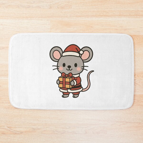 Item preview, Mouse in Santa Suit with Gift – Festive Holiday Rodent designed and sold by Confuzz1ed.