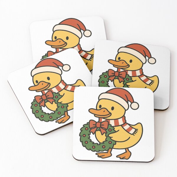 Item preview, Duck with Santa Hat and Wreath – Festive Holiday Bird designed and sold by Confuzz1ed.