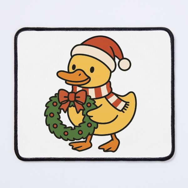 Item preview, Duck with Santa Hat and Wreath – Festive Holiday Bird designed and sold by Confuzz1ed.
