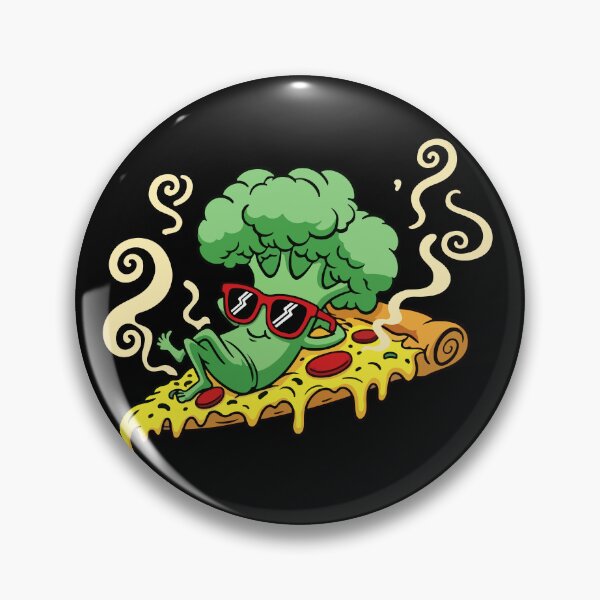 Item preview, Funny Pizza Broccoli Cartoon Cool Retro Vegetable Design designed and sold by MotivaChic.