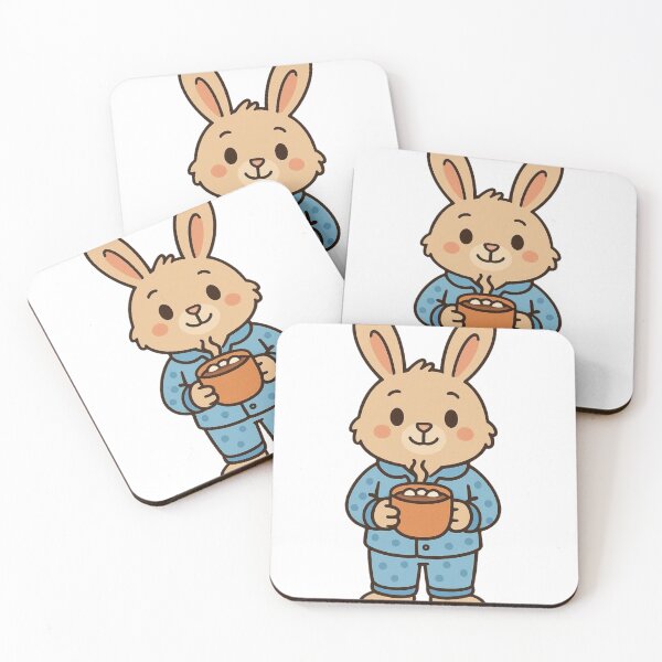 Item preview, Bunny in Pajamas with Hot Cocoa – Cozy Christmas Animal designed and sold by Confuzz1ed.