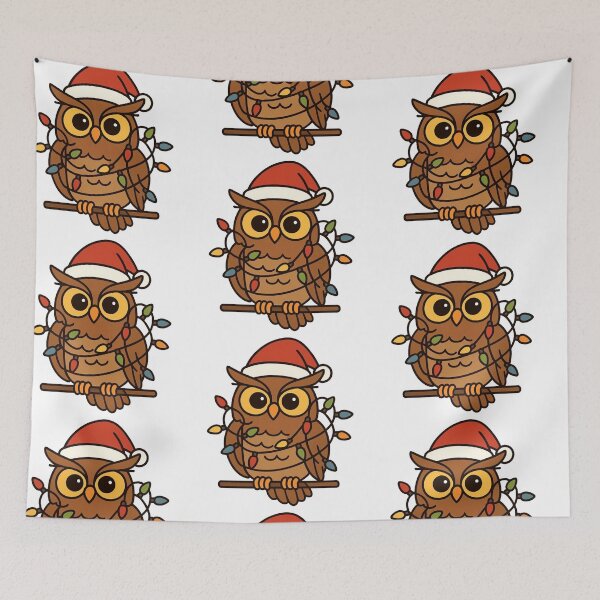 Item preview, Owl Tangled in Christmas Lights – Funny Festive Bird designed and sold by Confuzz1ed.