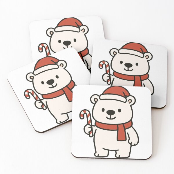 Item preview, Polar Bear with Santa Hat and Candy Cane – Festive Christmas Animal designed and sold by Confuzz1ed.