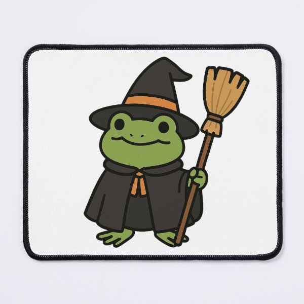 Item preview, Frog Witch with Broomstick – Magical Halloween Creature designed and sold by Confuzz1ed.