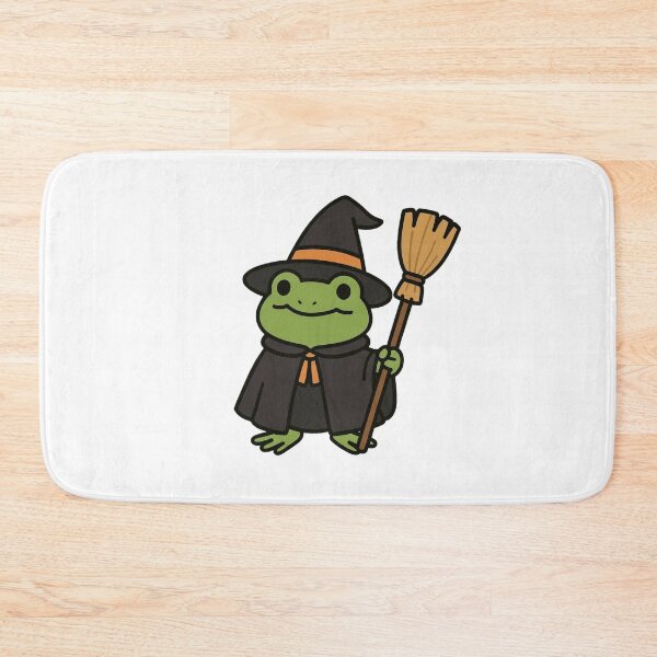 Item preview, Frog Witch with Broomstick – Magical Halloween Creature designed and sold by Confuzz1ed.