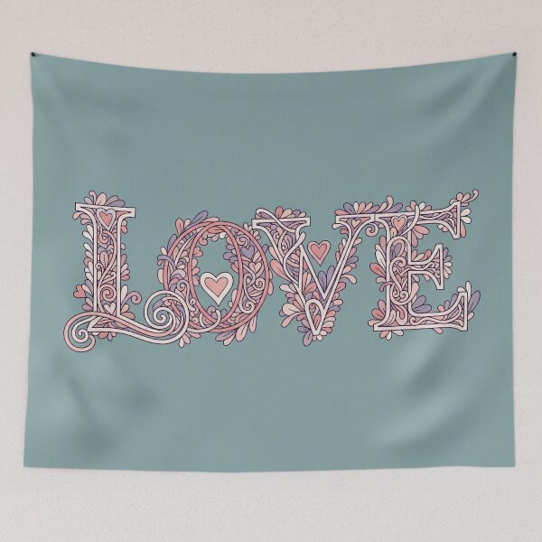 Item preview, "LOVE" Word with Ornate Floral Swirls designed and sold by Owcomm.