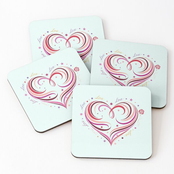 Item preview, Swirling Ribbon Heart with Stars and "Love" Script designed and sold by Owcomm.