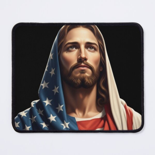 Item preview, JESUS AND AMERICA FLAG . Jesus Holding American Flag designed and sold by Obinne.
