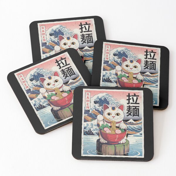 Item preview, Maneki-Neko Lucky Cat Eating Ramen Noodles designed and sold by jmbeezee.