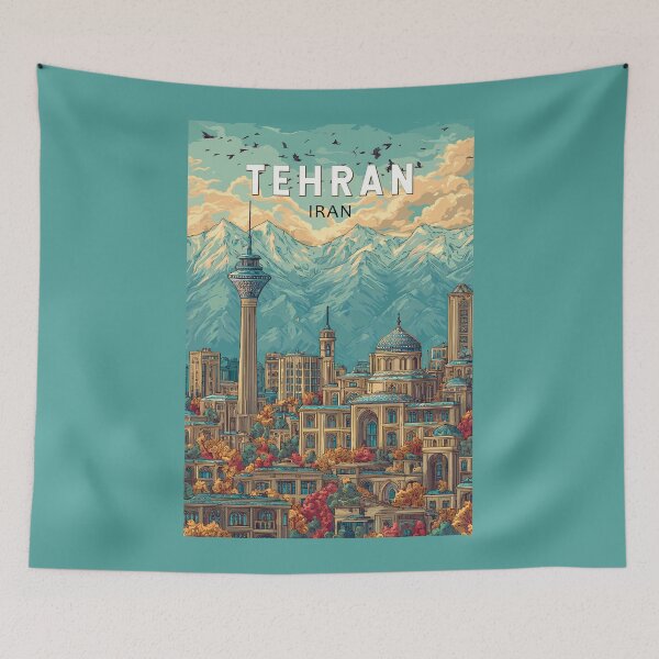 Item preview, Tehran Iran Illustration Travel Art Vintage designed and sold by KrisSidDesigns.