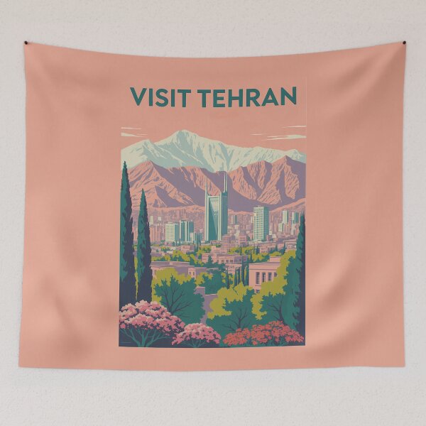 Item preview, Tehran Iran Skyline Illustration Travel Art Vintage designed and sold by KrisSidDesigns.