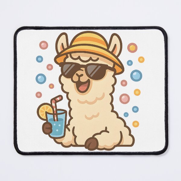 Item preview, Llama with Drink and Hat designed and sold by FunnySignalStudio.