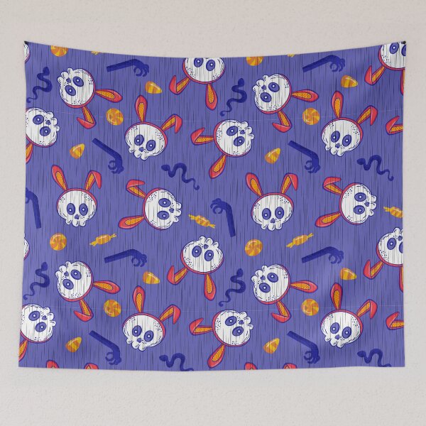 Item preview, Funny Skulls Wearing Bunny Head Band Halloween Pattern designed and sold by Farissa Designs.