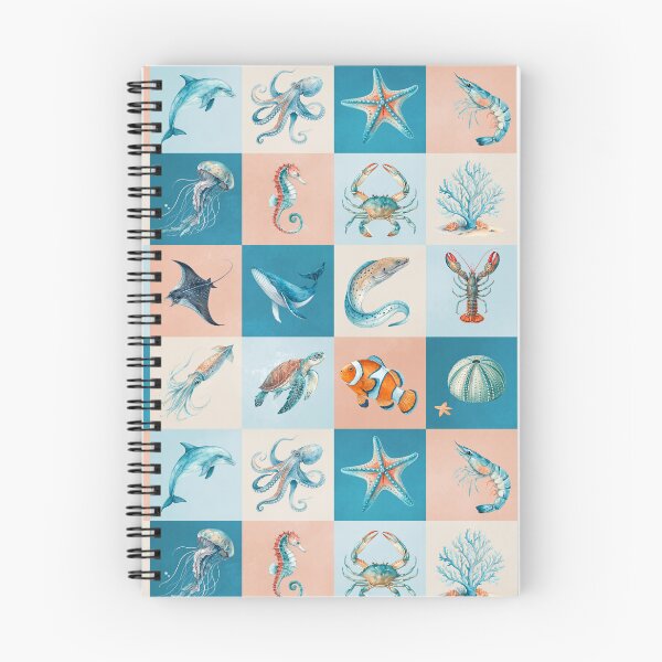 Item preview, Colorful Marine Life Ocean Animals Grid designed and sold by Pani-Malyuvalka.