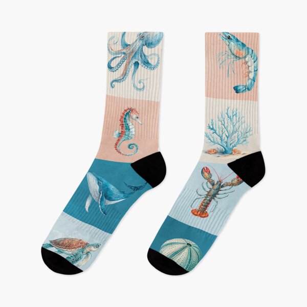 Item preview, Colorful Marine Life Ocean Animals Grid designed and sold by Pani-Malyuvalka.